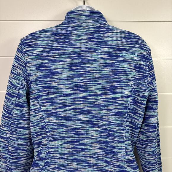 SPYDER Fleece Lined Full Zip Up Knit Jacket Blue Green sz M - Picture 7 of 8